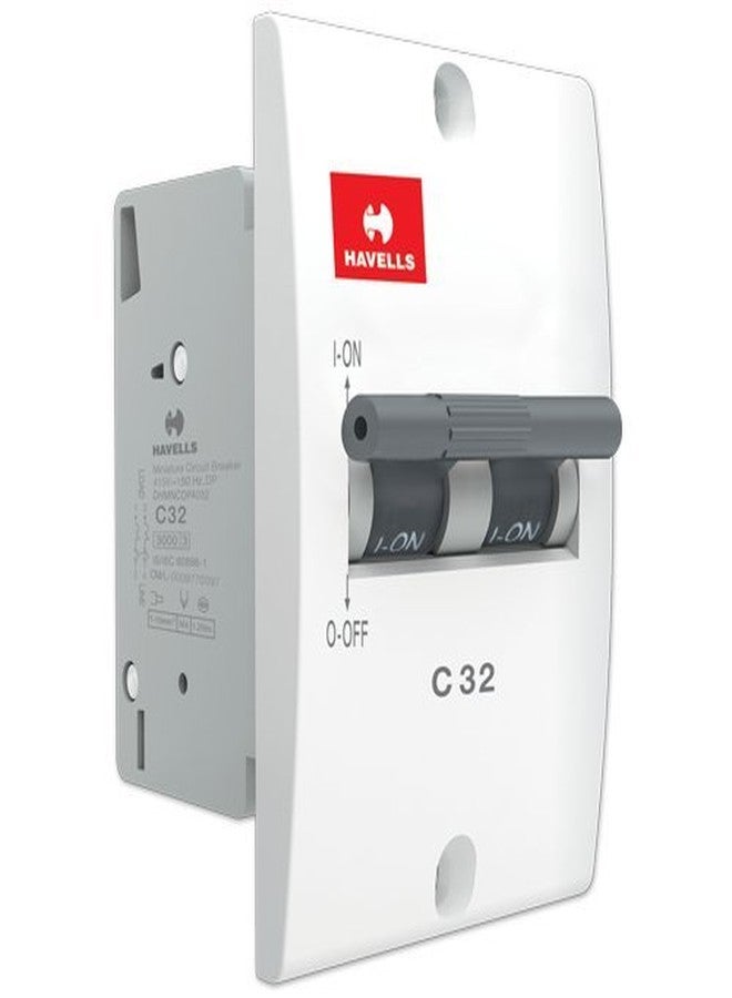 Havells DHMNCDPA032 PVC Plastic 32A DP C Mini MCB (White) - Image 2